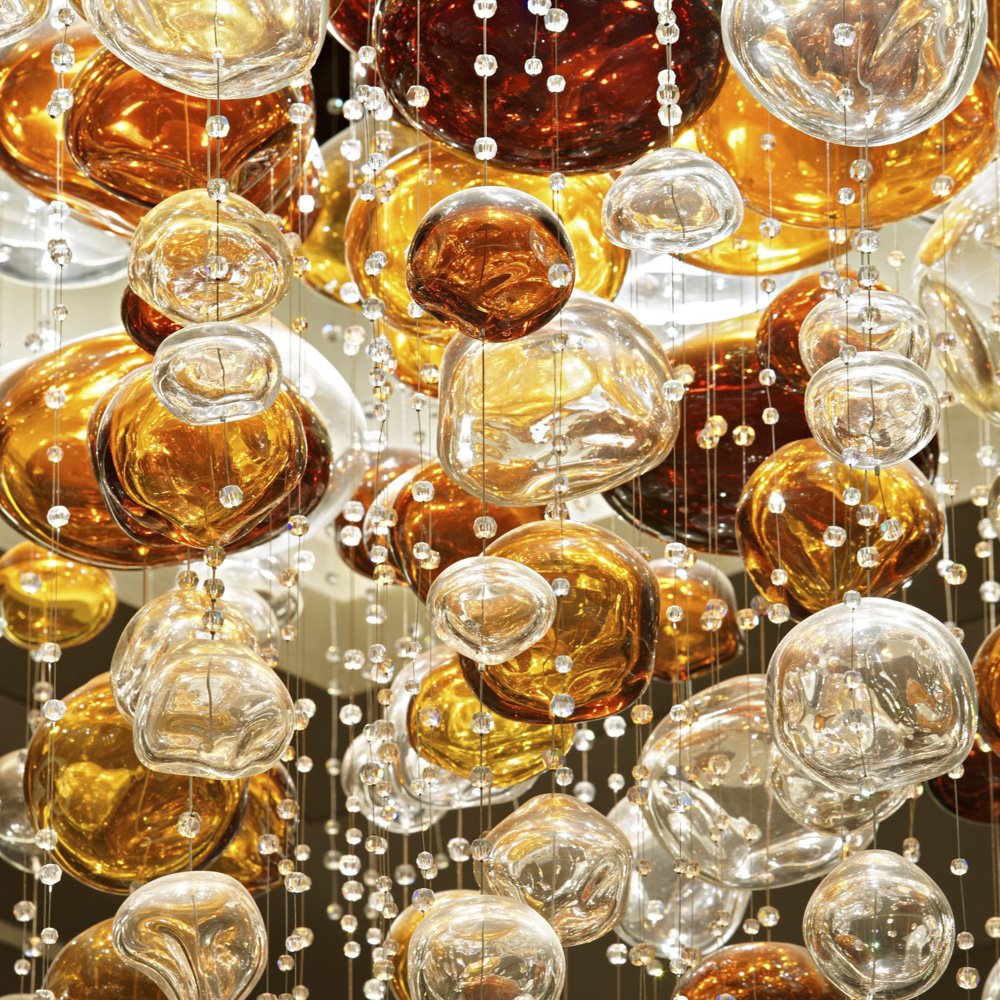 Colored Murano Glass Hanging Drop Luxury Entrance Ceiling Chandelier for Home Villa