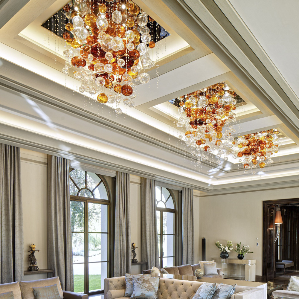 Colored Murano Glass Hanging Drop Luxury Entrance Ceiling Chandelier for Home Villa