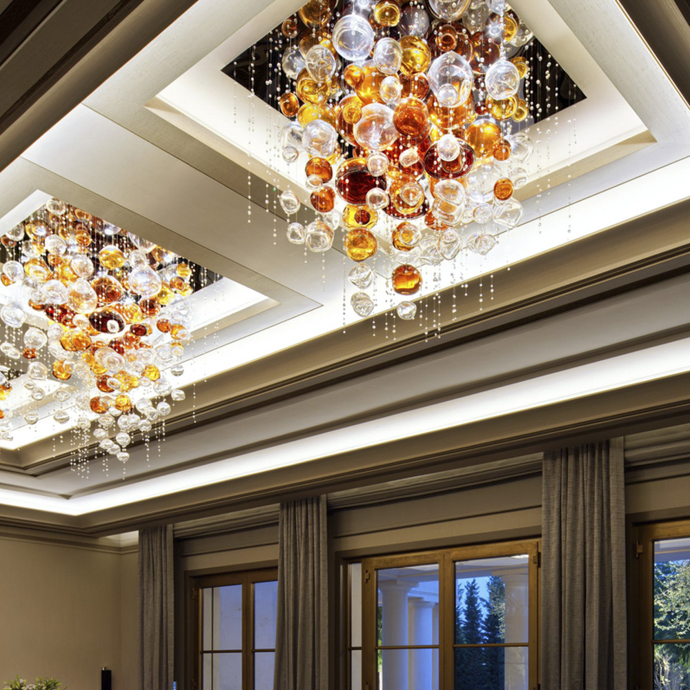 Colored Murano Glass Hanging Drop Luxury Entrance Ceiling Chandelier for Home Villa