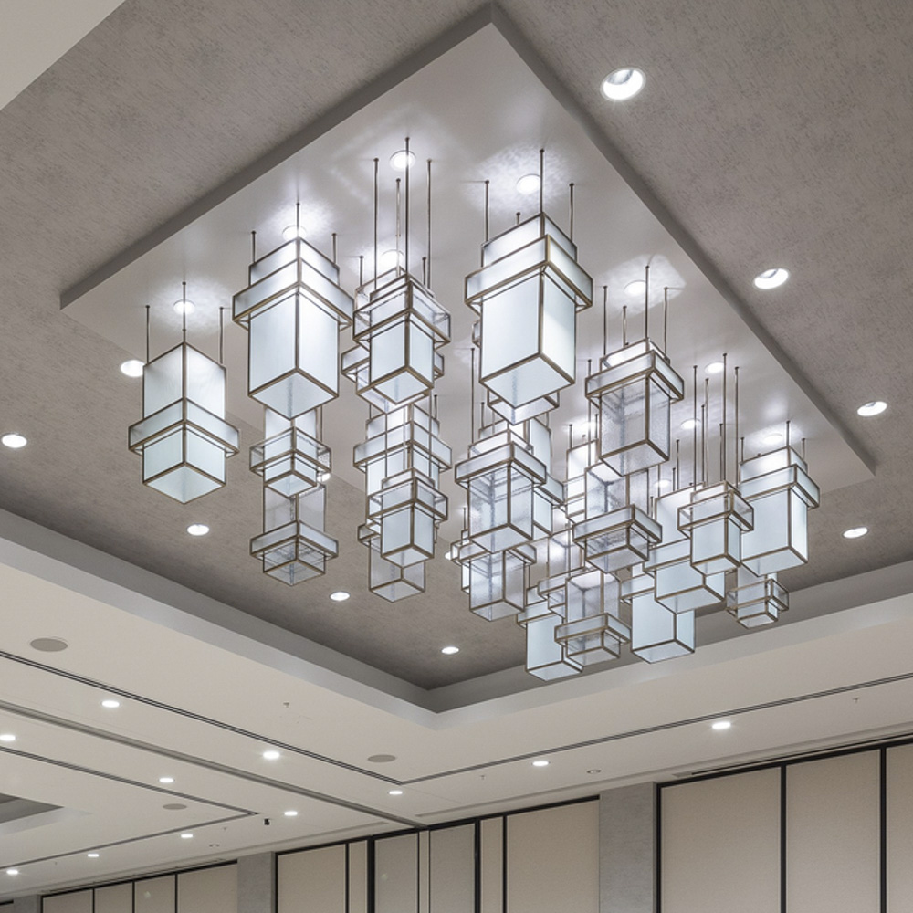 Modern Creative Glass Chandelier Metal Hanging Lamp Luxury for Villa Hotel