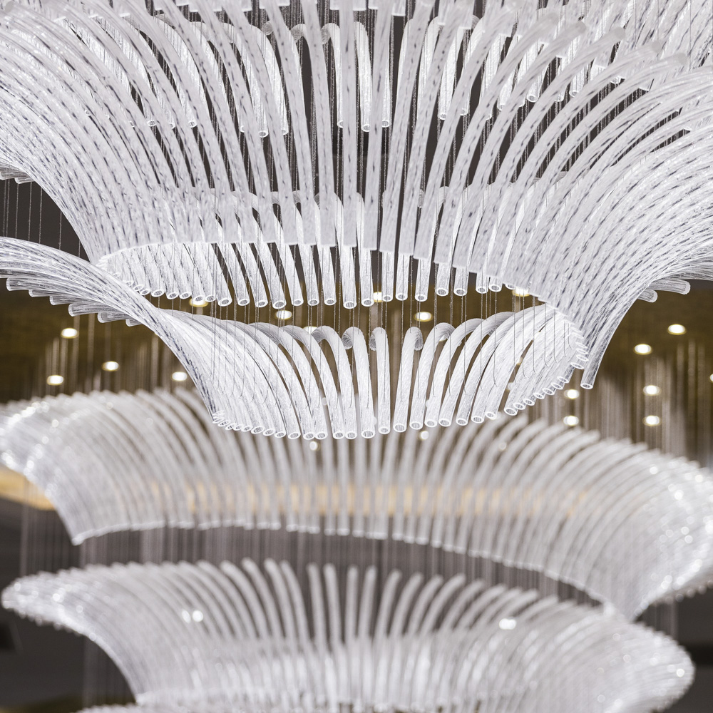 Современные люстры, потолочные светильники, стеклянные трубки, подвесные светильники, стеклянный подвес для гостиничного зала