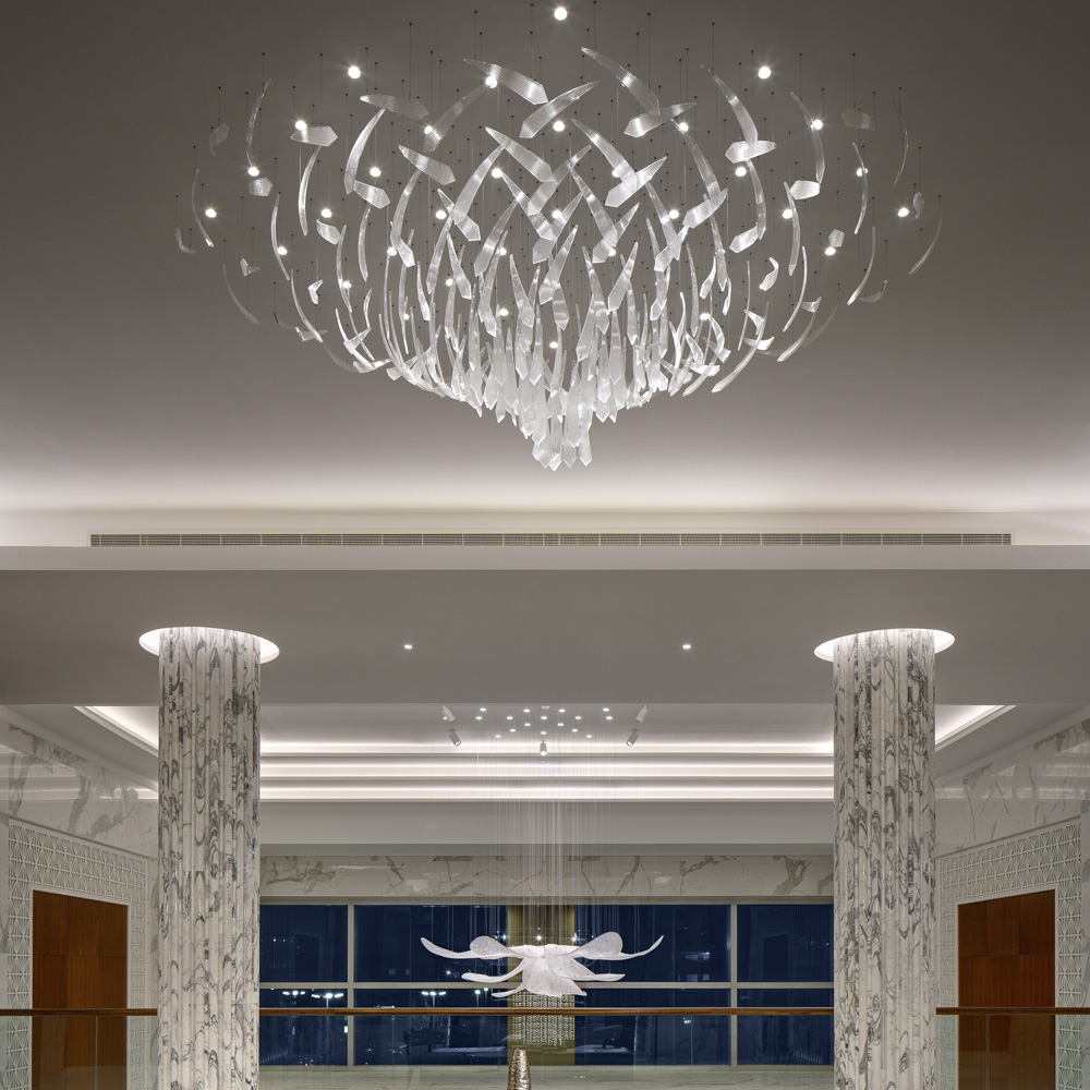Glass Dining Room Hanging Lamp Luxury Customized Modern Pendant Light Chandelier for Hotel