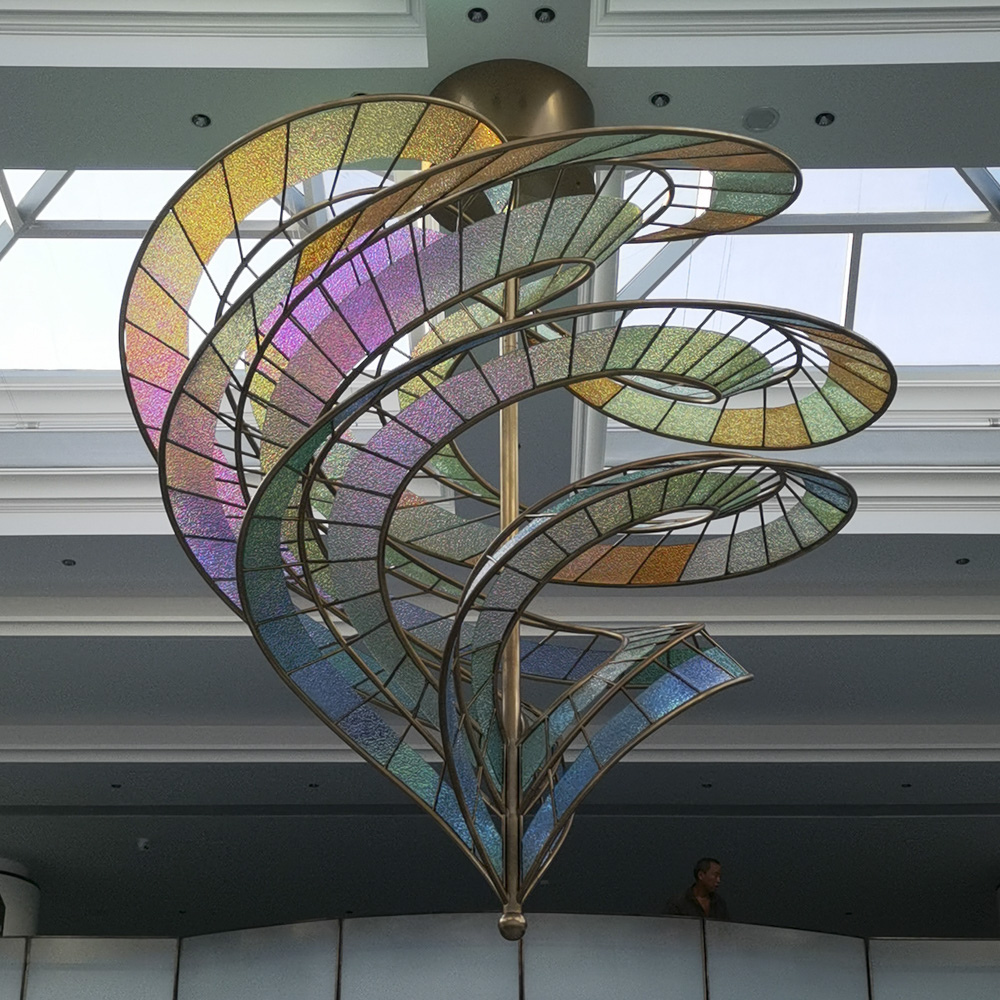 Art Light Large Customized Ceiling Glass colorful Designer Hotel Villa Hallway Decorative Handmade Pendant Lamp Chandelier