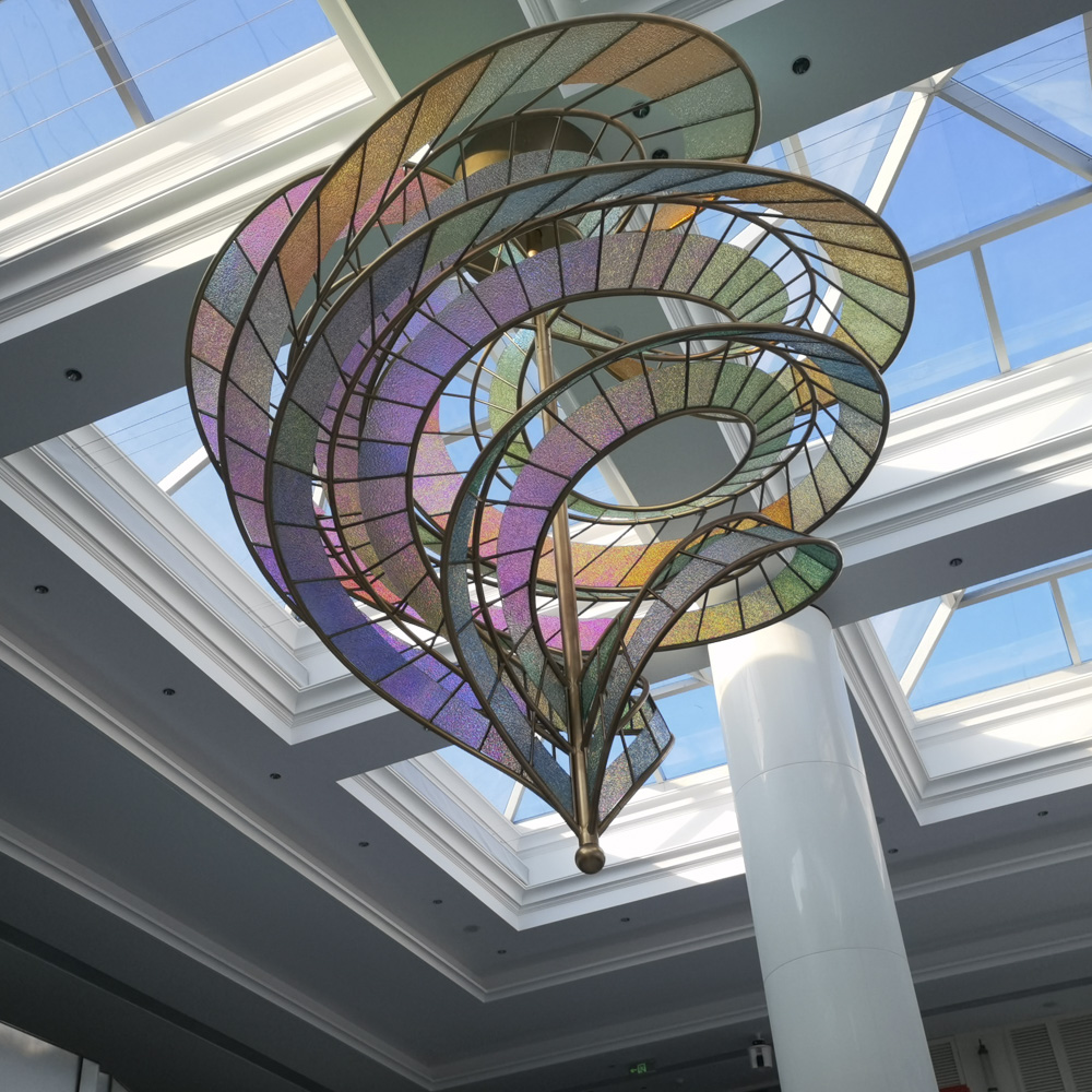 Art Light Large Customized Ceiling Glass colorful Designer Hotel Villa Hallway Decorative Handmade Pendant Lamp Chandelier