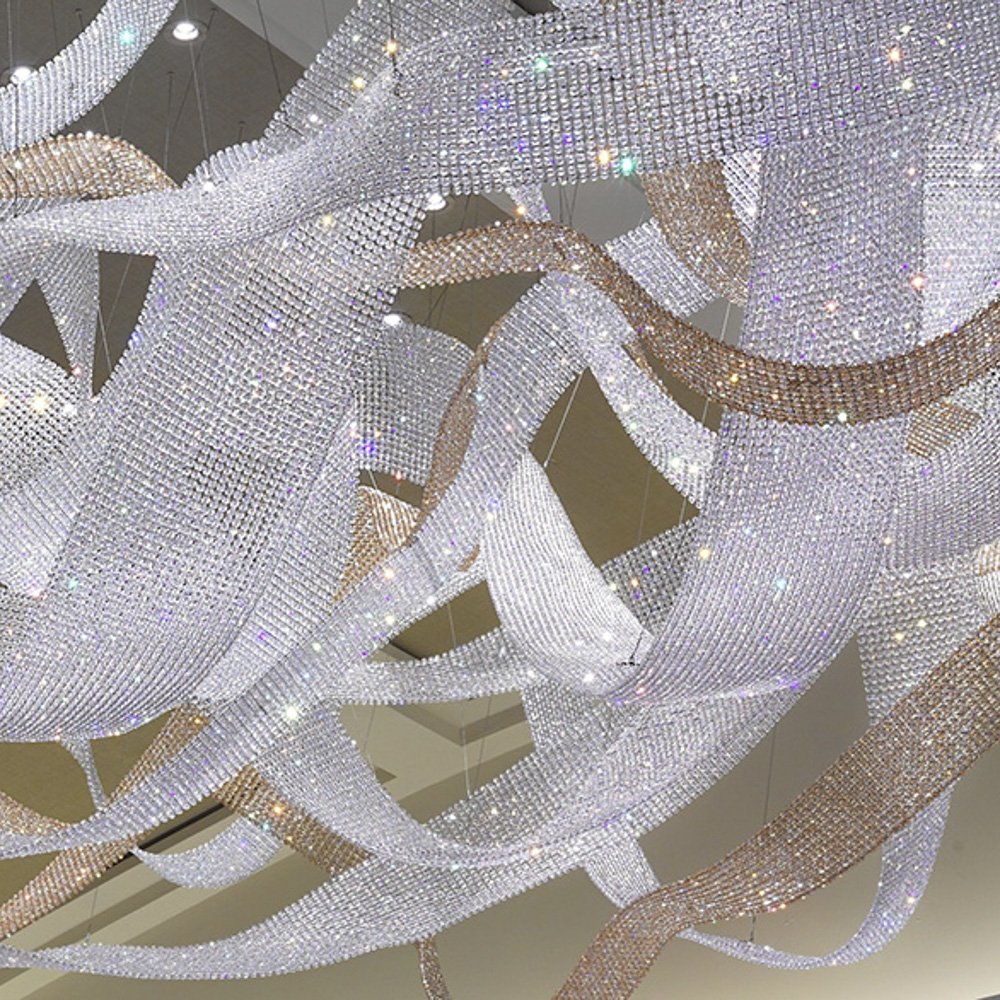 Custom Hotel Extra Large Luxury Crystal Long Pendant Chandelier Crystal Pendant Light for Project