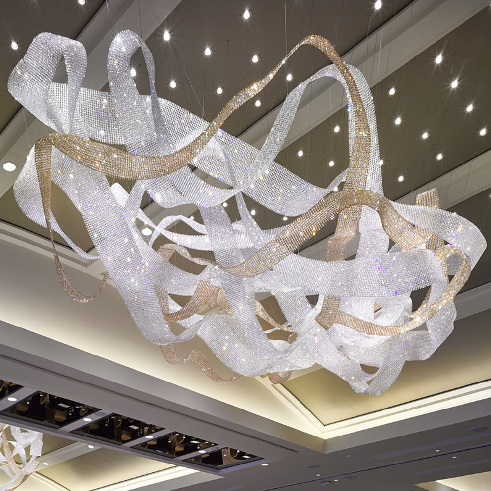 Custom Hotel Extra Large Luxury Crystal Long Pendant Chandelier Crystal Pendant Light for Project