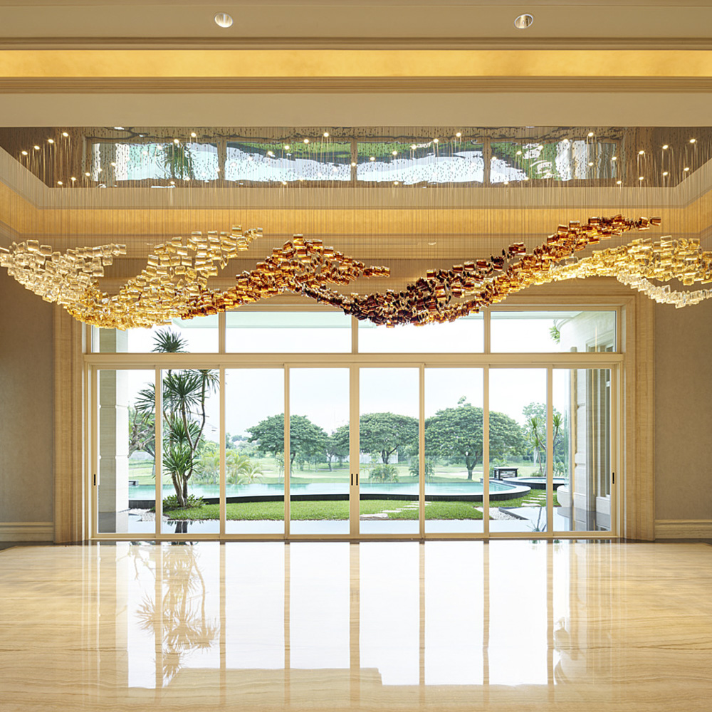 Long pendant lamp, luxurious glass pendant lamp, hotel pendant lamp