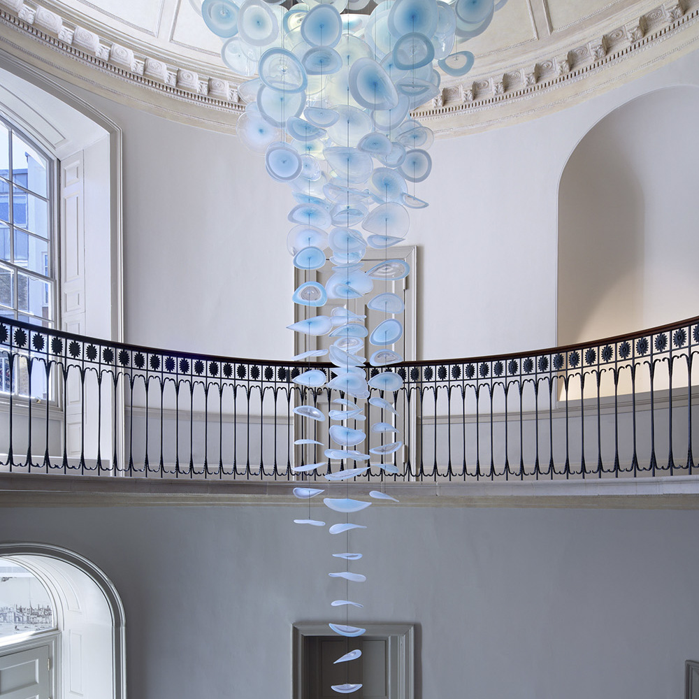 Blue modern hotel chandelier and ceiling Nordic glass chandelier