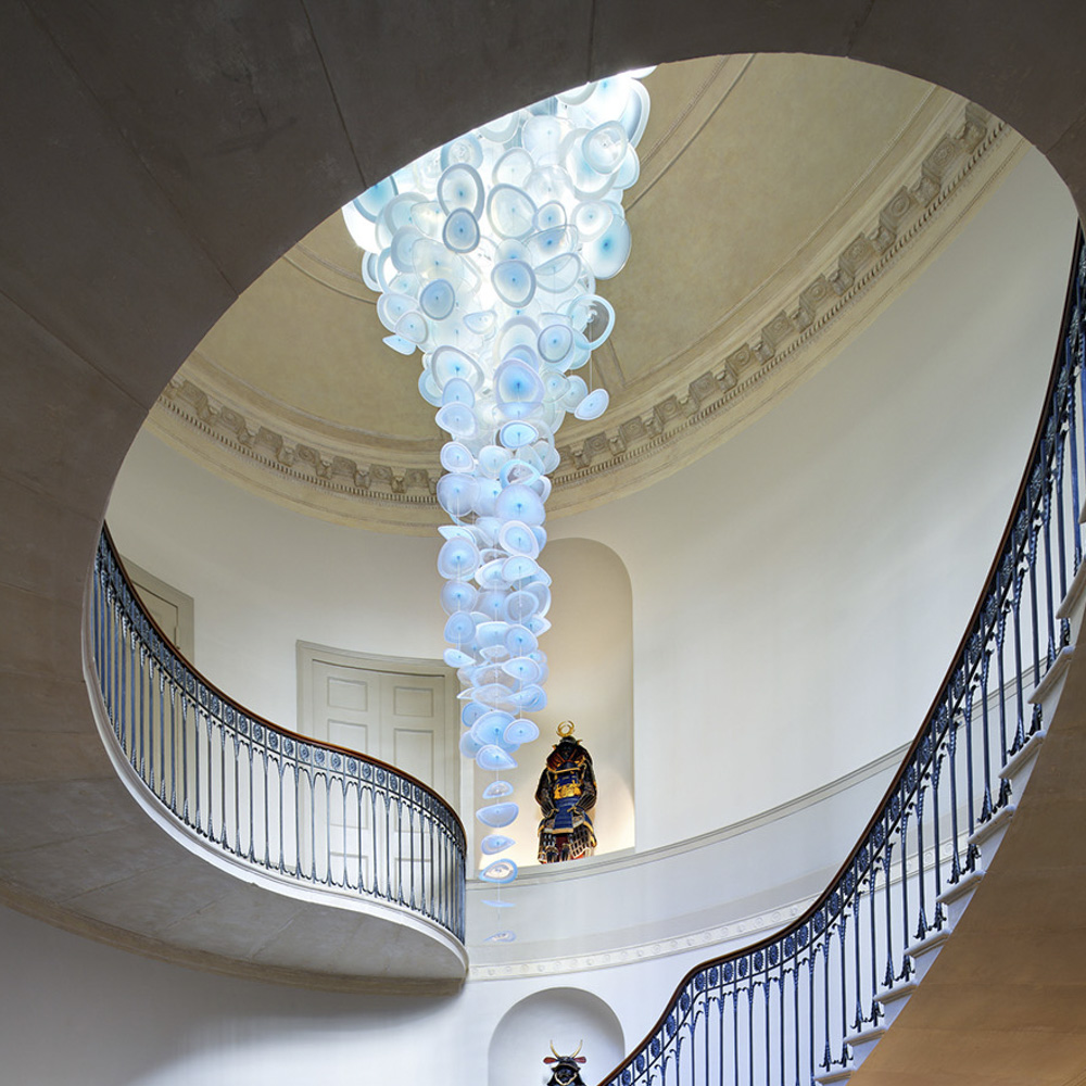 Blue modern hotel chandelier and ceiling Nordic glass chandelier