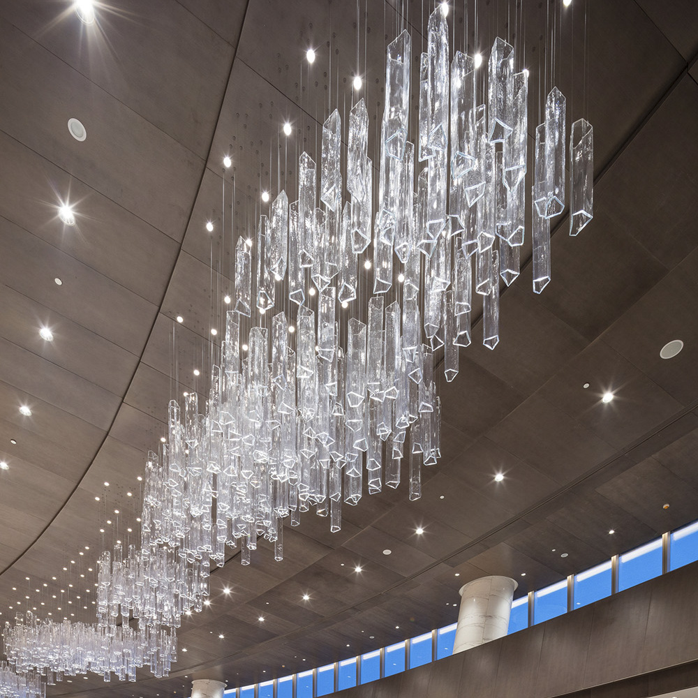 Glass Pendant Lighs and Chandeliers Dinning Room High Ceiling Lighting Fixtures for Wedding Decor