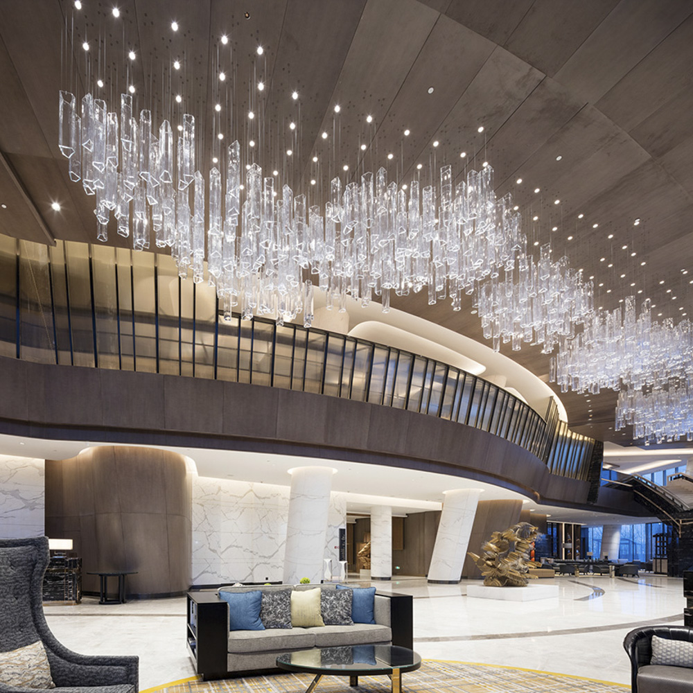 Glass Pendant Lighs and Chandeliers Dinning Room High Ceiling Lighting Fixtures for Wedding Decor