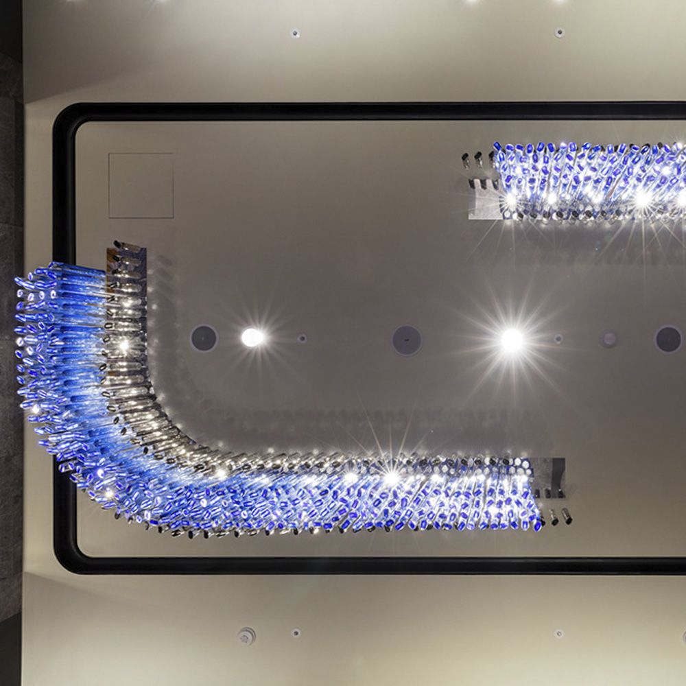 Blue Custom Chandeliers and Lamps decoraton Big Hanging Lights Pendant for hotel Lobby