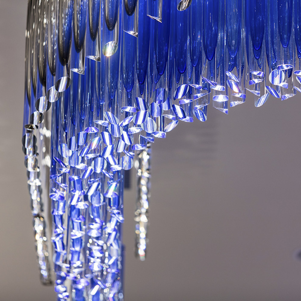 Blue Custom Chandeliers and Lamps decoraton Big Hanging Lights Pendant for hotel Lobby