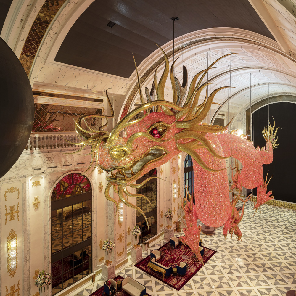 Exquisite Dragon Shaped Crystal Chandelier with Golden Detailing for Luxury Interiors