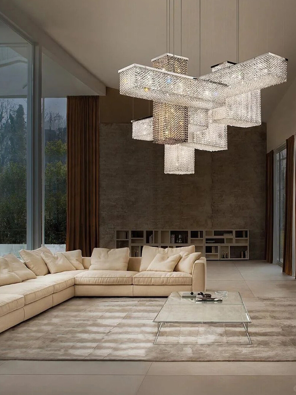 Geometric design modern modular crystal chandelier for hotel home living room