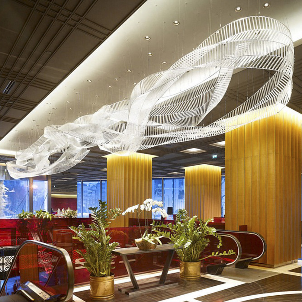 Hotel lobby Villa banquet hall non-standard custom chandelier creative design ribbon chandelier