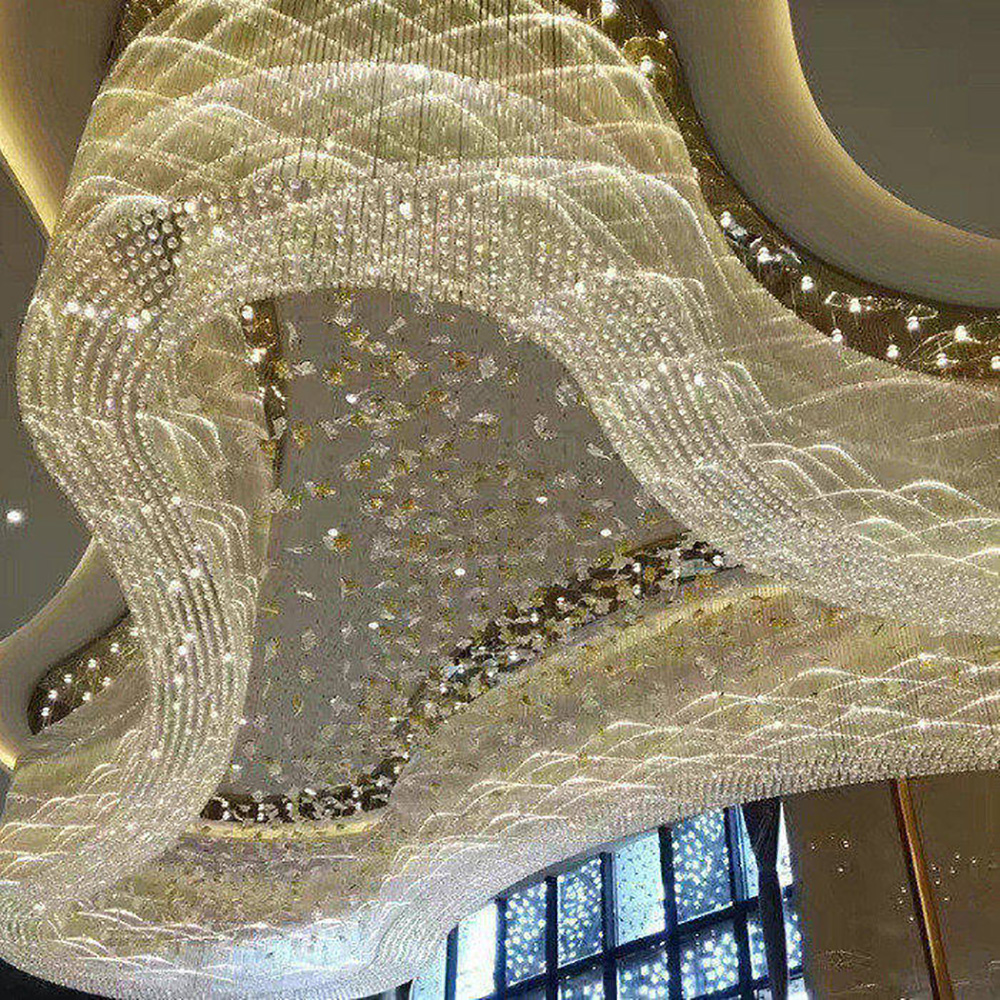 Grand Array - style Square Crystal Chandelier for Hotel & Banquet Hall Decoration