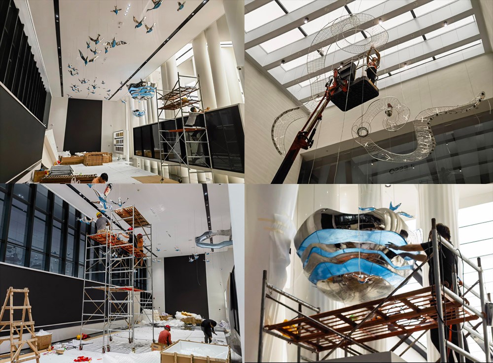 Unique chandelier on the ceiling