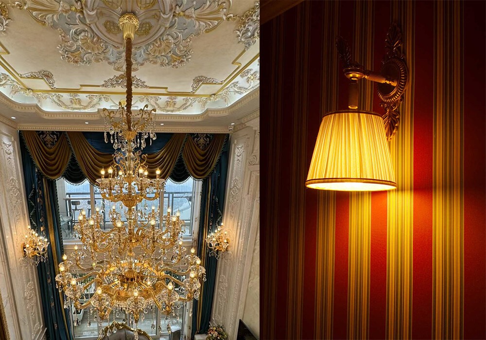 blue chandelier