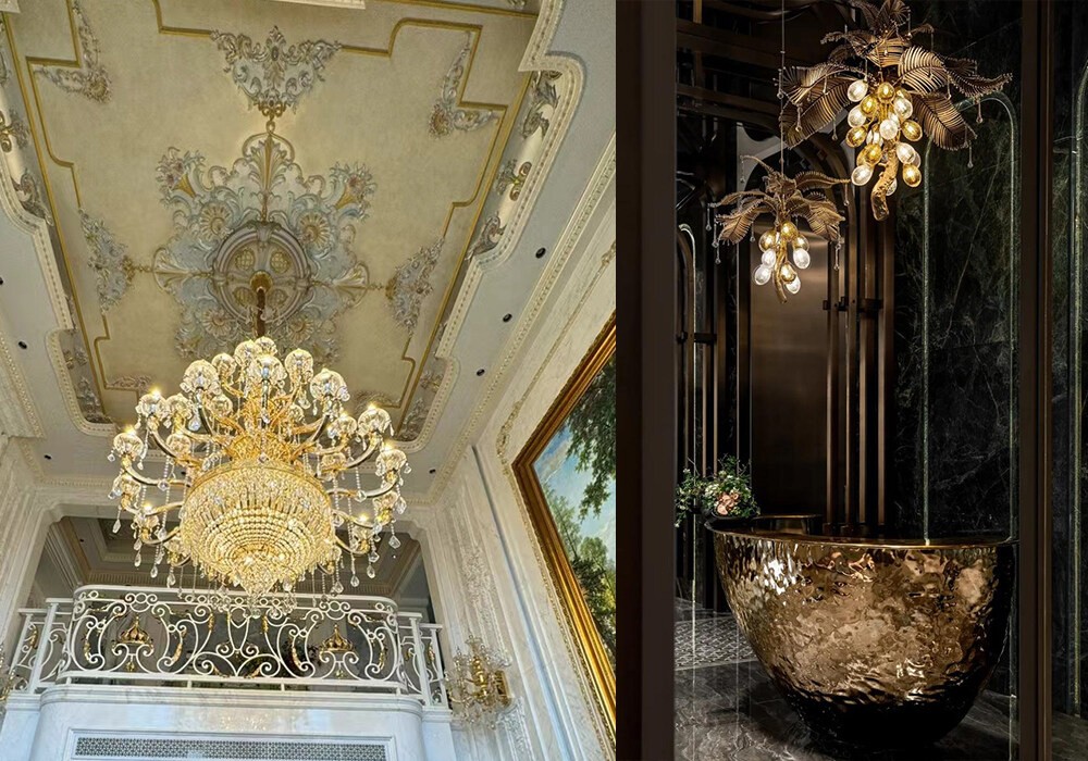 blue chandelier