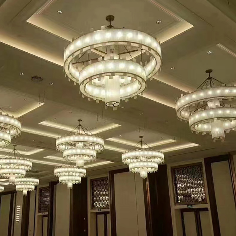 Multi - tiered Circular Crystal Chandeliers for High - end Hotel and Restaurant Decor