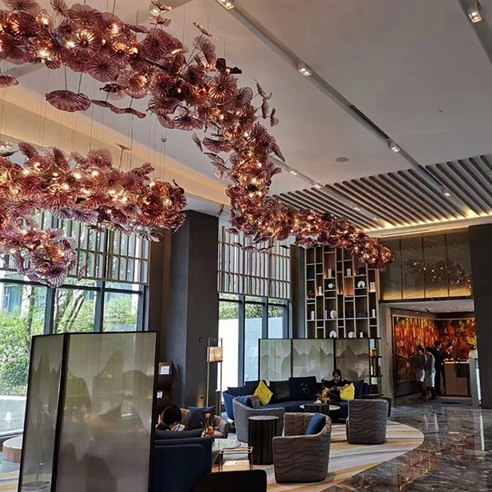 Glass flower design art decoration lamps for villa hotel