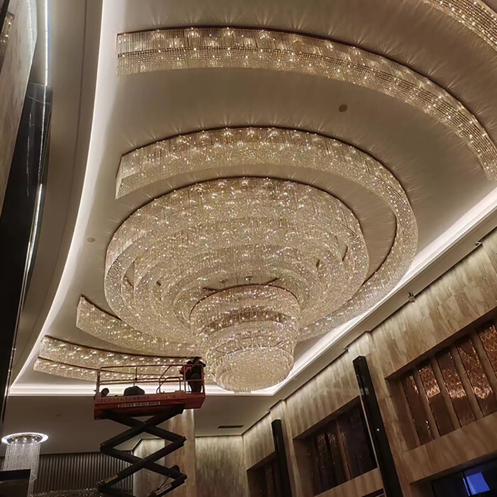 High-end custom large crystal chandeliers for hotel villa reception rooms