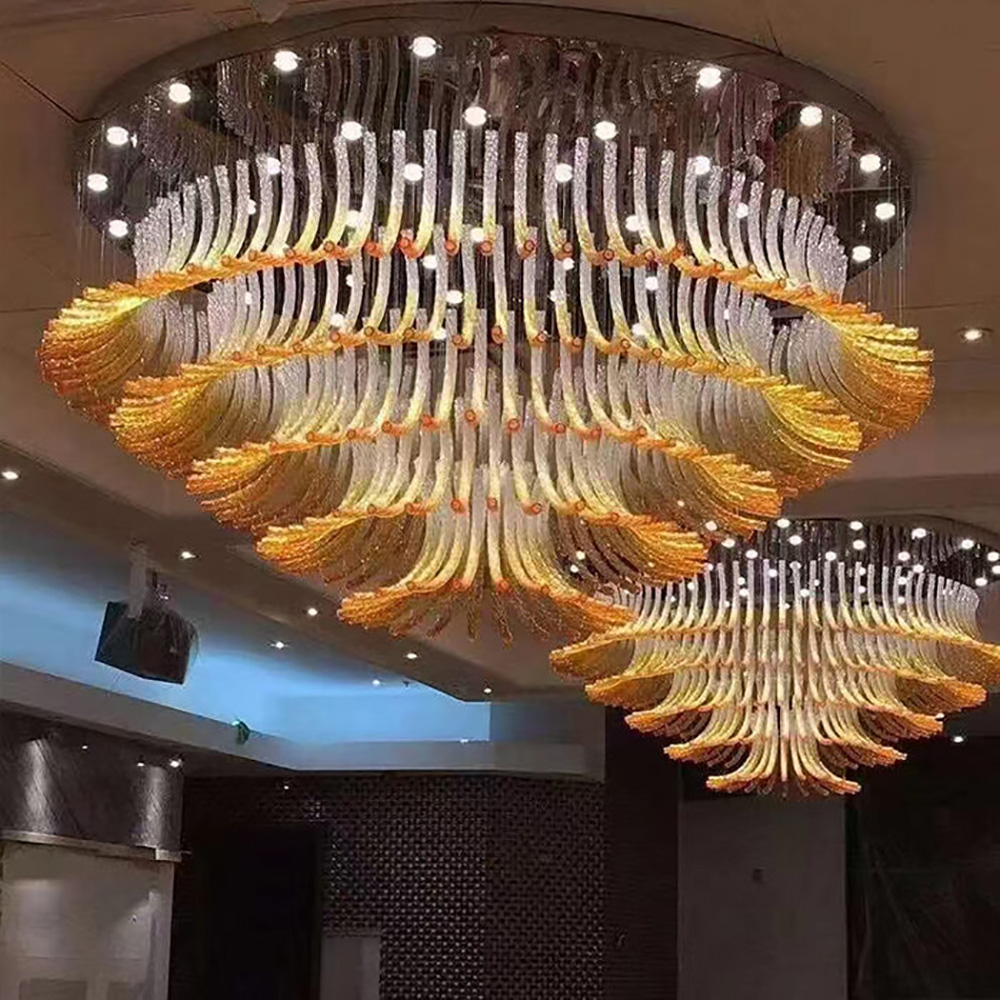 Large custom round acrylic glass chandelier for restaurant hotel