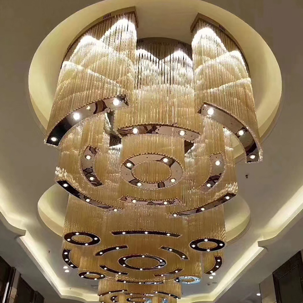 Large custom round acrylic glass chandelier for restaurant hotel