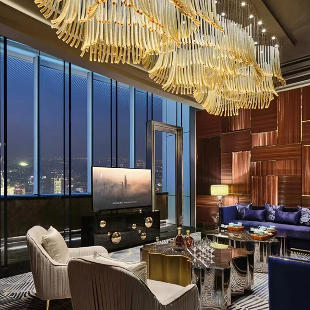 Large custom round acrylic glass chandelier for restaurant hotel