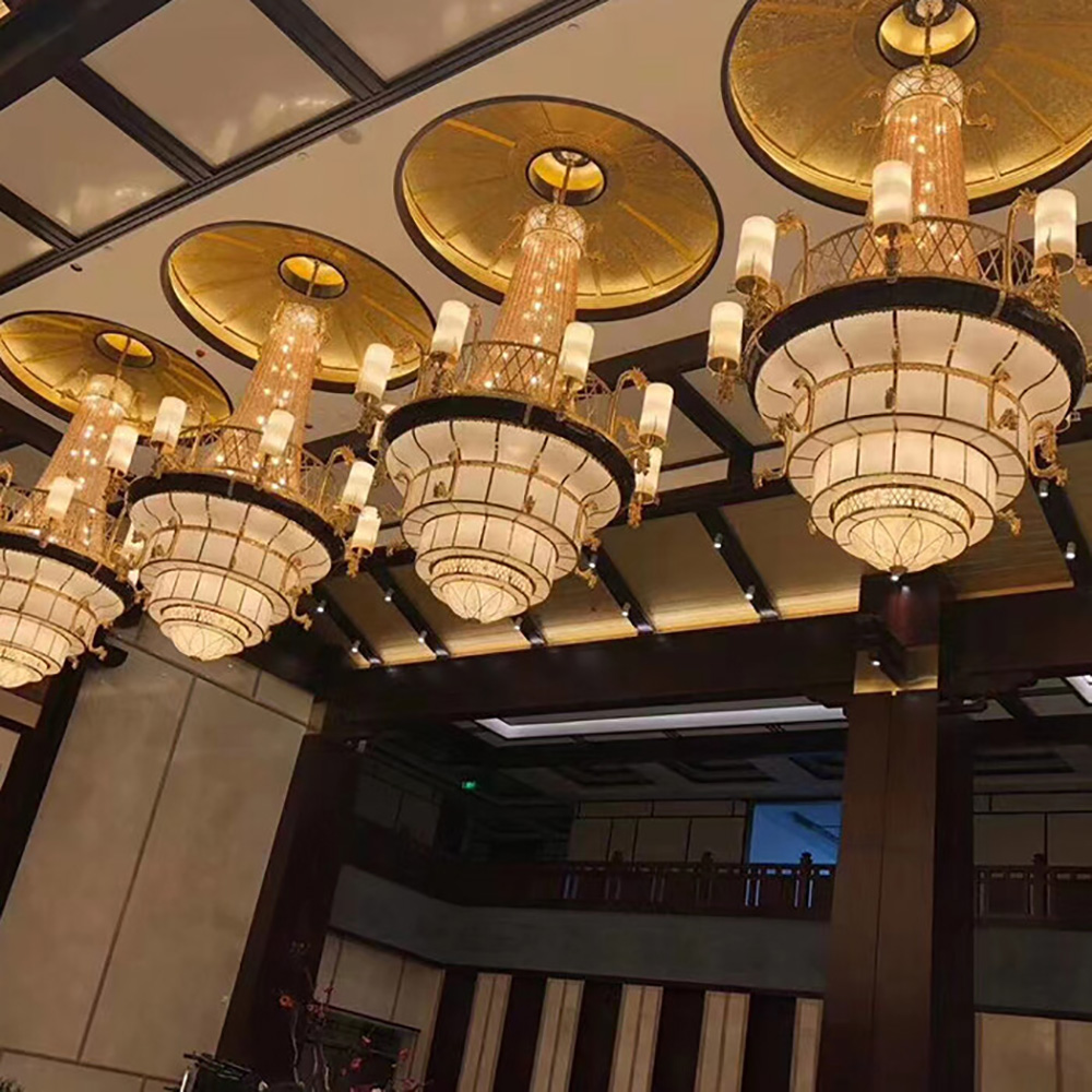 Large custom round acrylic glass chandelier for restaurant hotel