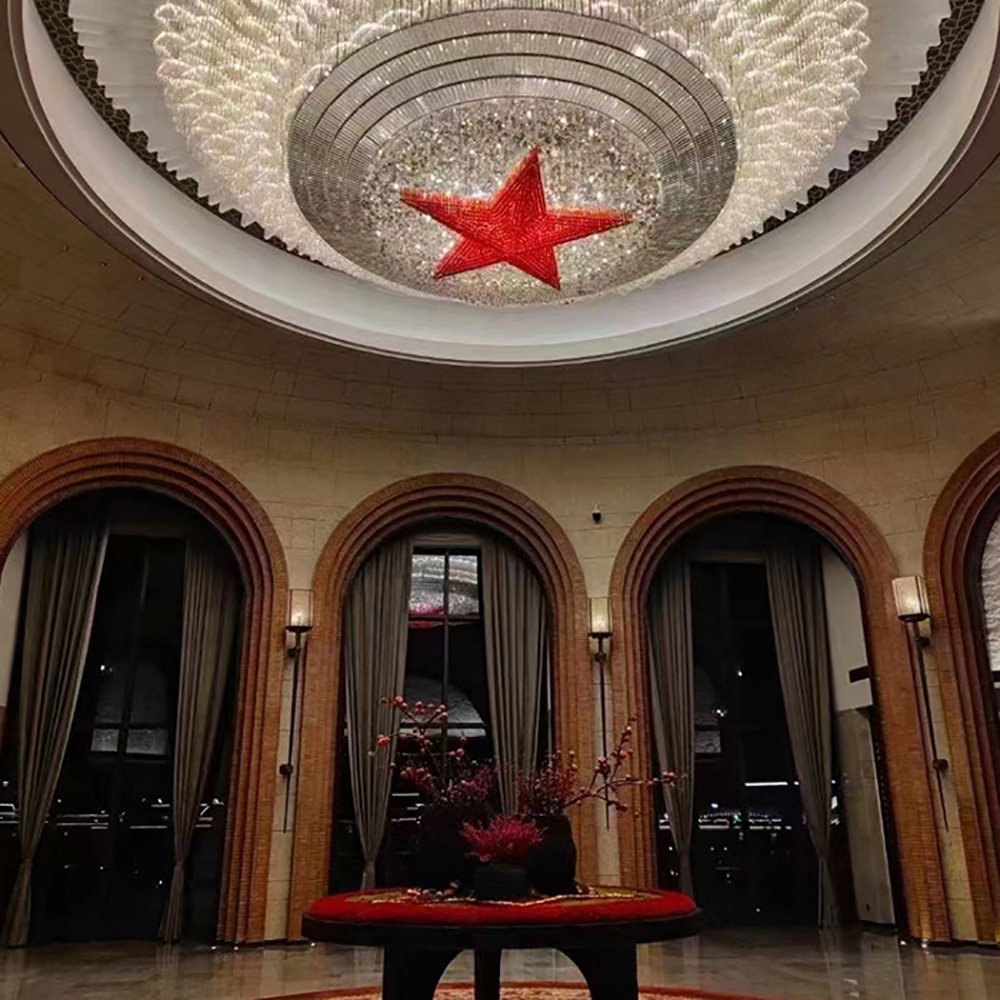 Large custom round acrylic glass chandelier for restaurant hotel