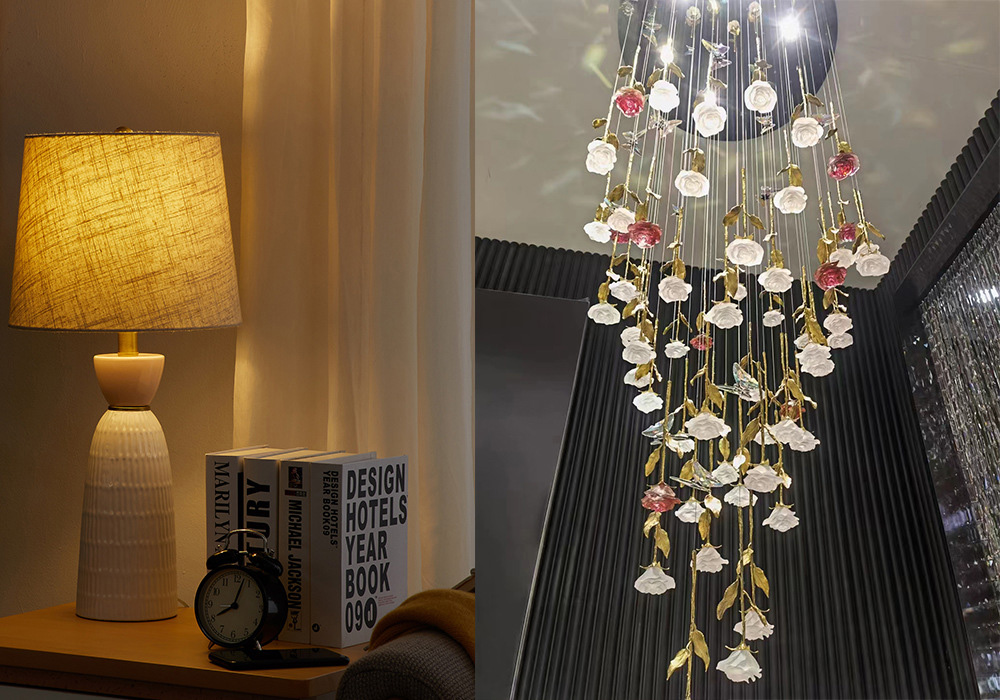 chandelier and ceiling lamp