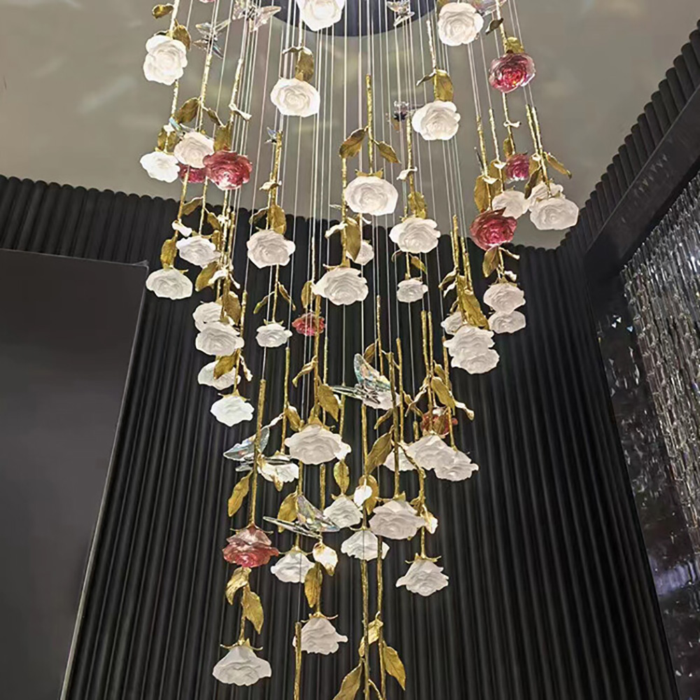 Custom Rose Flower Chandelier Design Art Chandelier For Hotel Villa Gallery