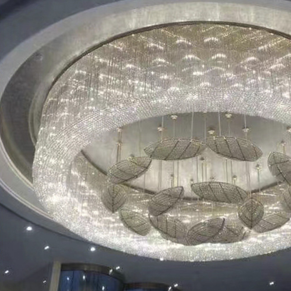 Glamorous Crystal - encrusted Circular Chandelier for Luxury Hotel and Banquet Hall Decoration