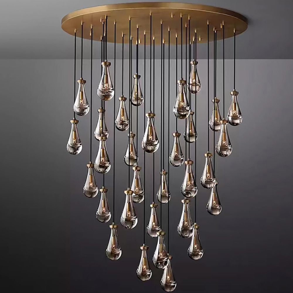 Artistic design water drop pendant shape light bulb chandelier for villa