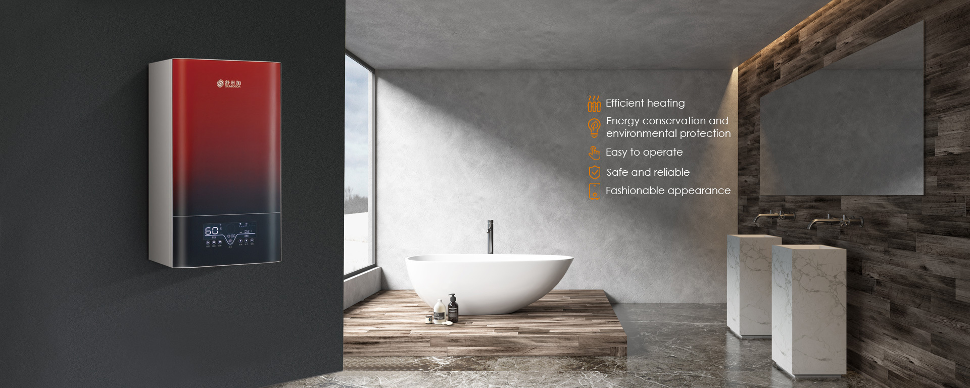 Veggfestur rafmagnsketill með lokuðum kerfum