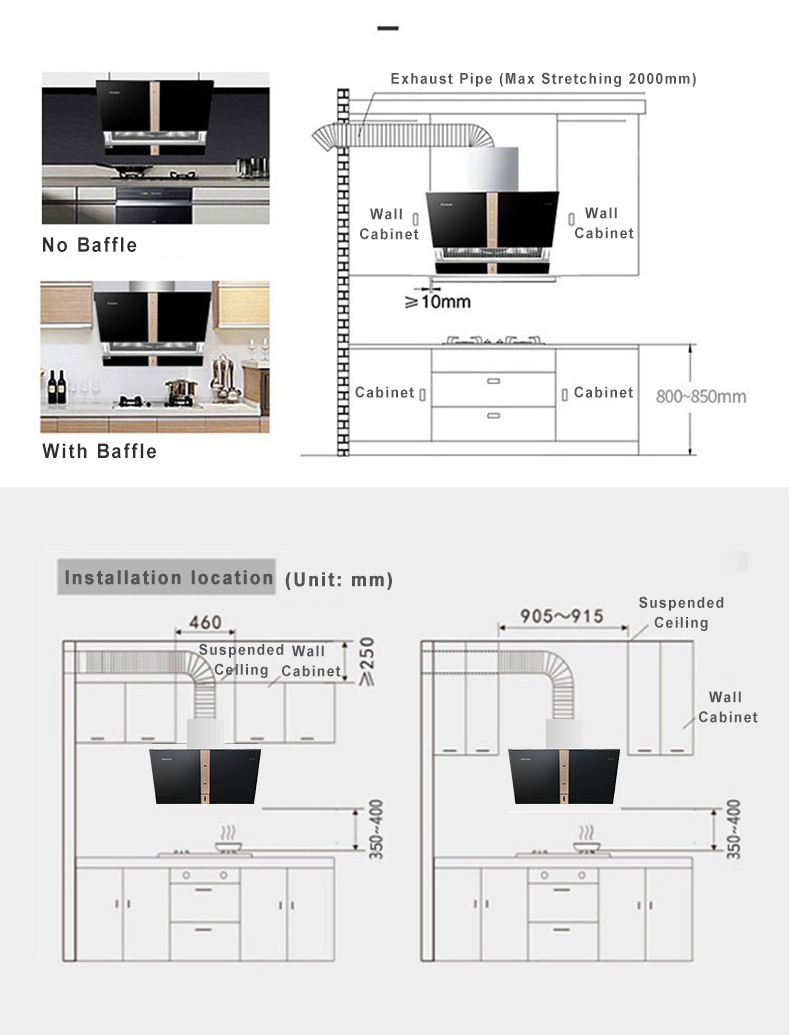 Wall-mounted glass hood