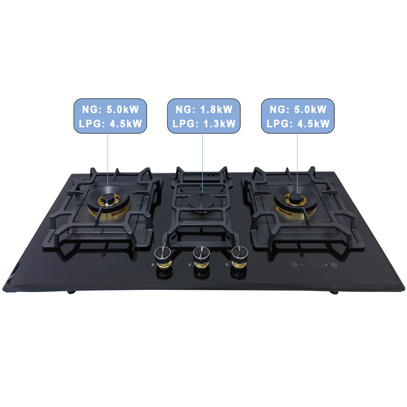 3 Burner Household Built In Gas Cooker 900mm Tempered Glass Gas Stove GB903A