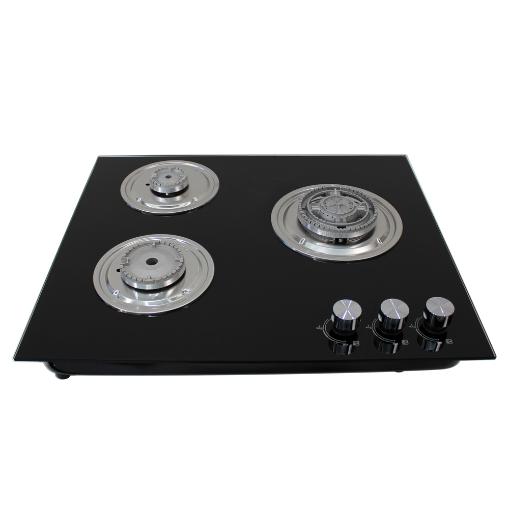 Citin Kitchen Tempered Glass Cooker Hob 3 Burners Gas Stove JZTY-60B38-3EM