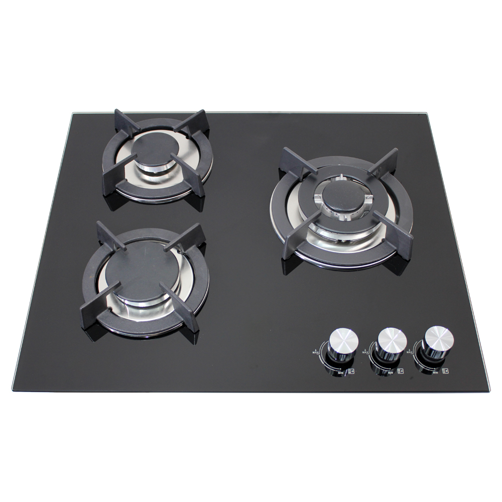 Citin Kitchen Tempered Glass Cooker Hob 3 Burners Gas Stove JZTY-60B38-3EM