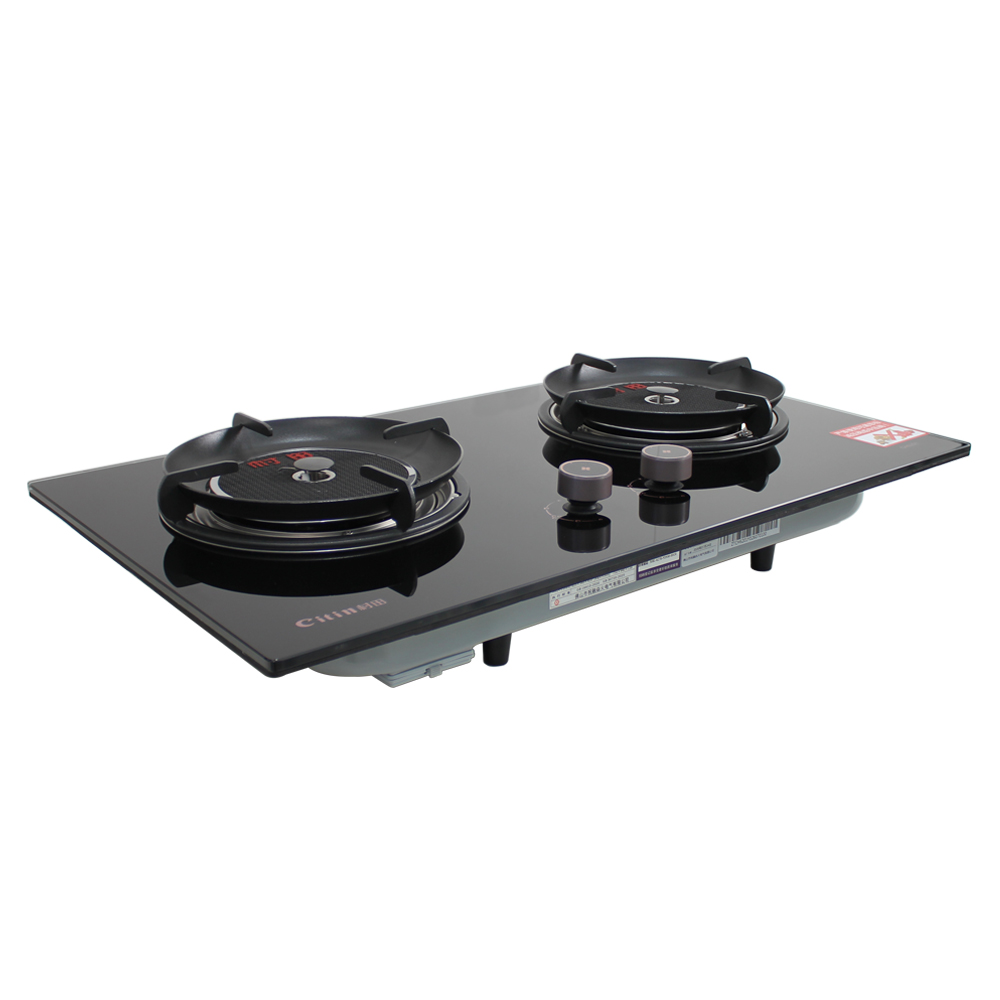 Citin Knob Control 2 Burner 3.8kW Gas Infrared Cooker with 8mm Thickened Glass Panel CH6201