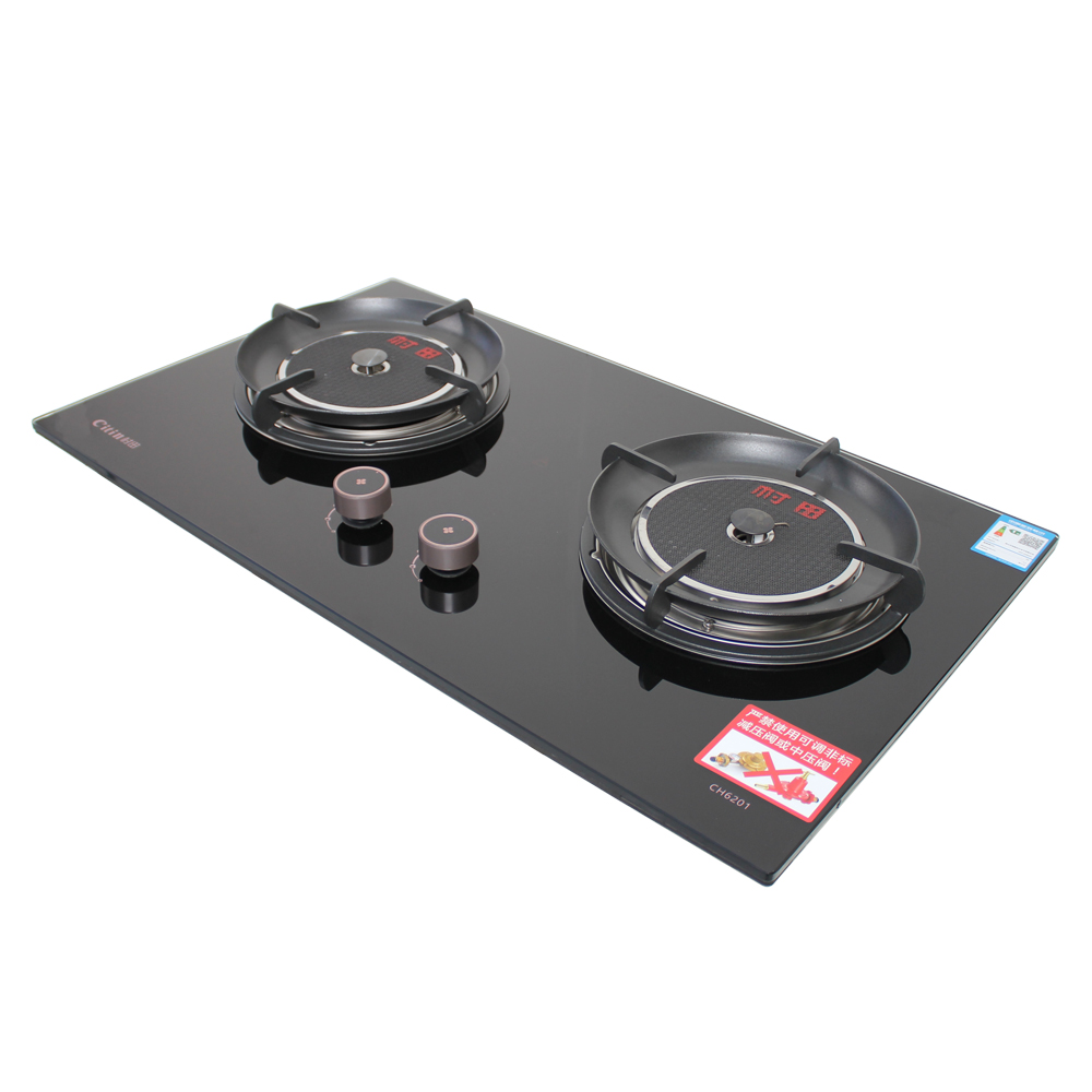 Citin Knob Control 2 Burner 3.8kW Gas Infrared Cooker with 8mm Thickened Glass Panel CH6201