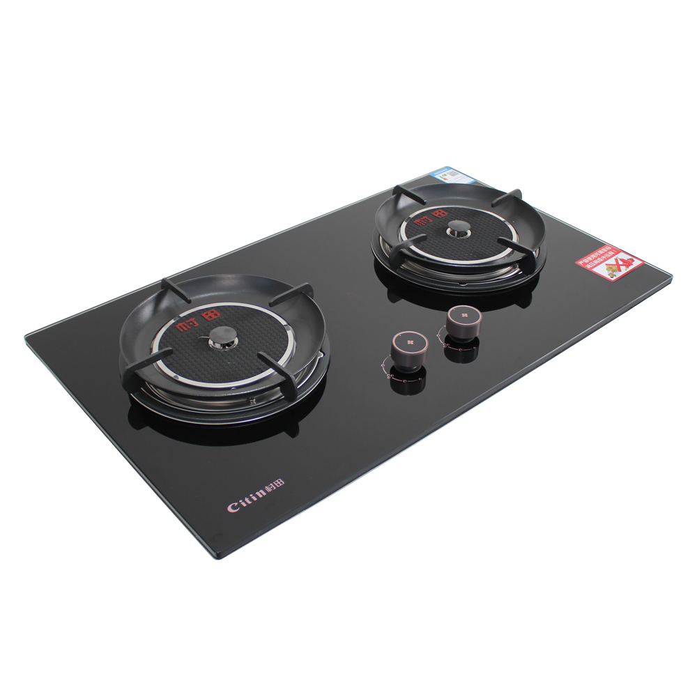 Citin Knob Control 2 Burner 3.8kW Gas Infrared Cooker with 8mm Thickened Glass Panel CH6201