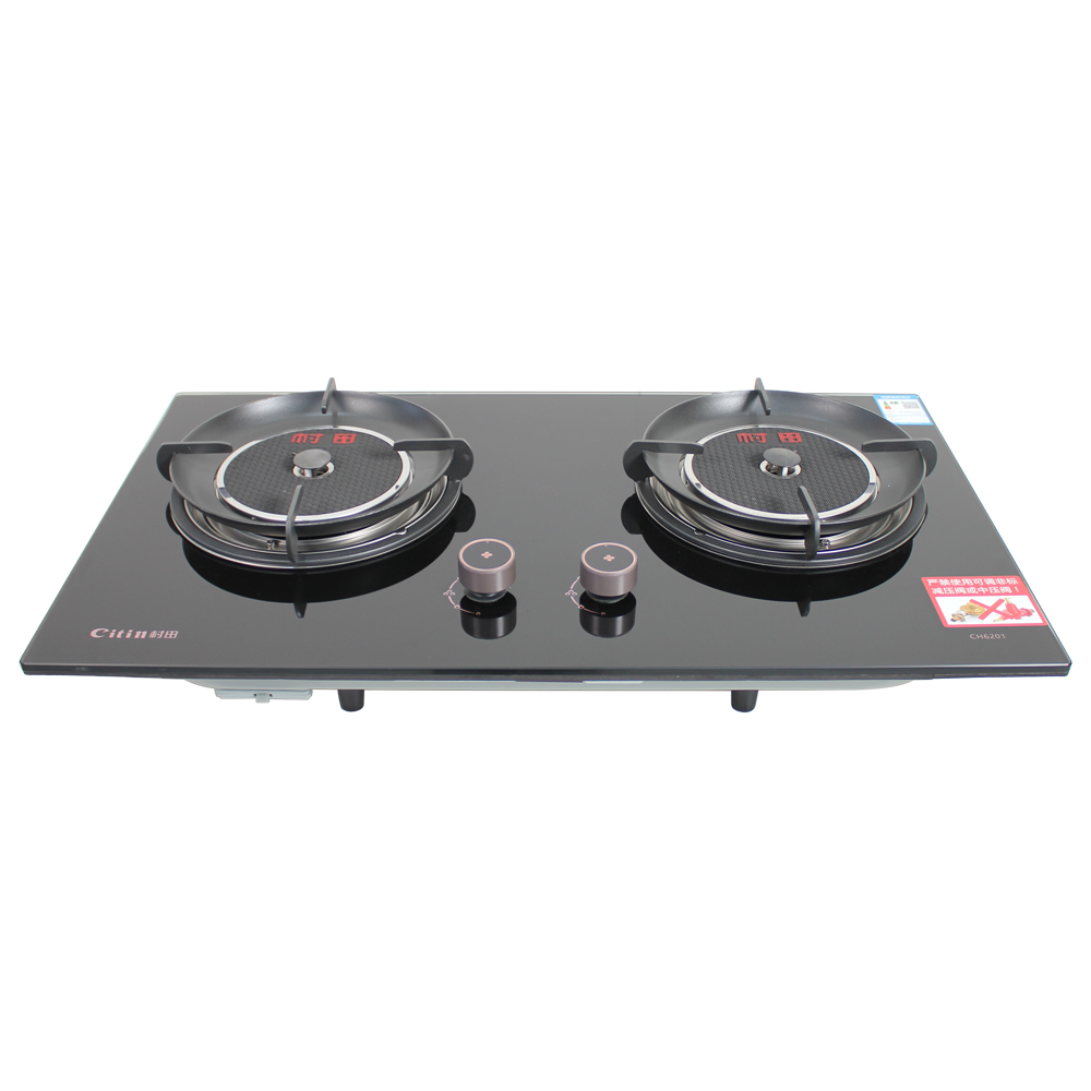 Citin Knob Control 2 Burner 3.8kW Gas Infrared Cooker with 8mm Thickened Glass Panel CH6201