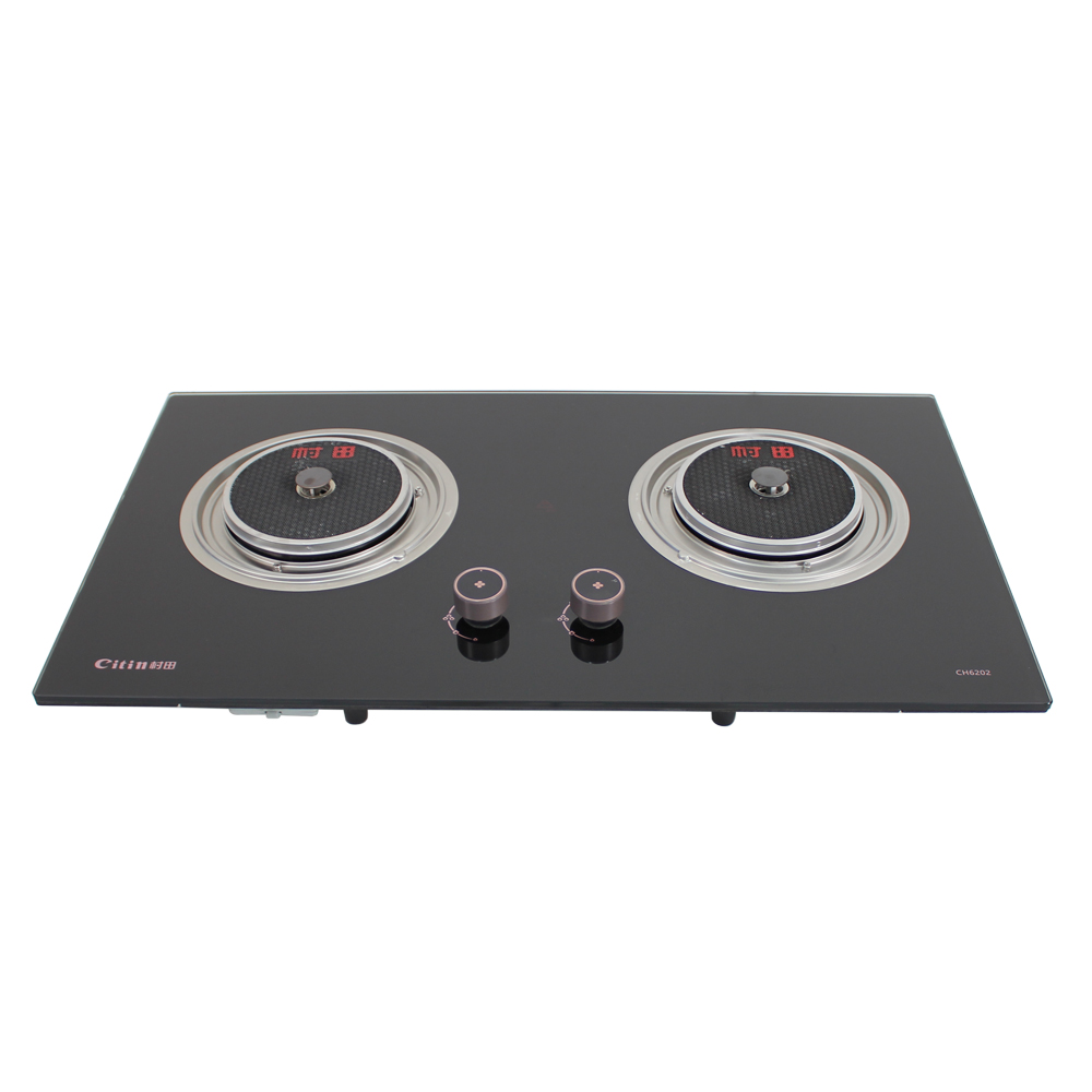 Citin Thickened Square Pan Support 2 Burner 3.8kW Gas Infrared Cooker with Knob Control