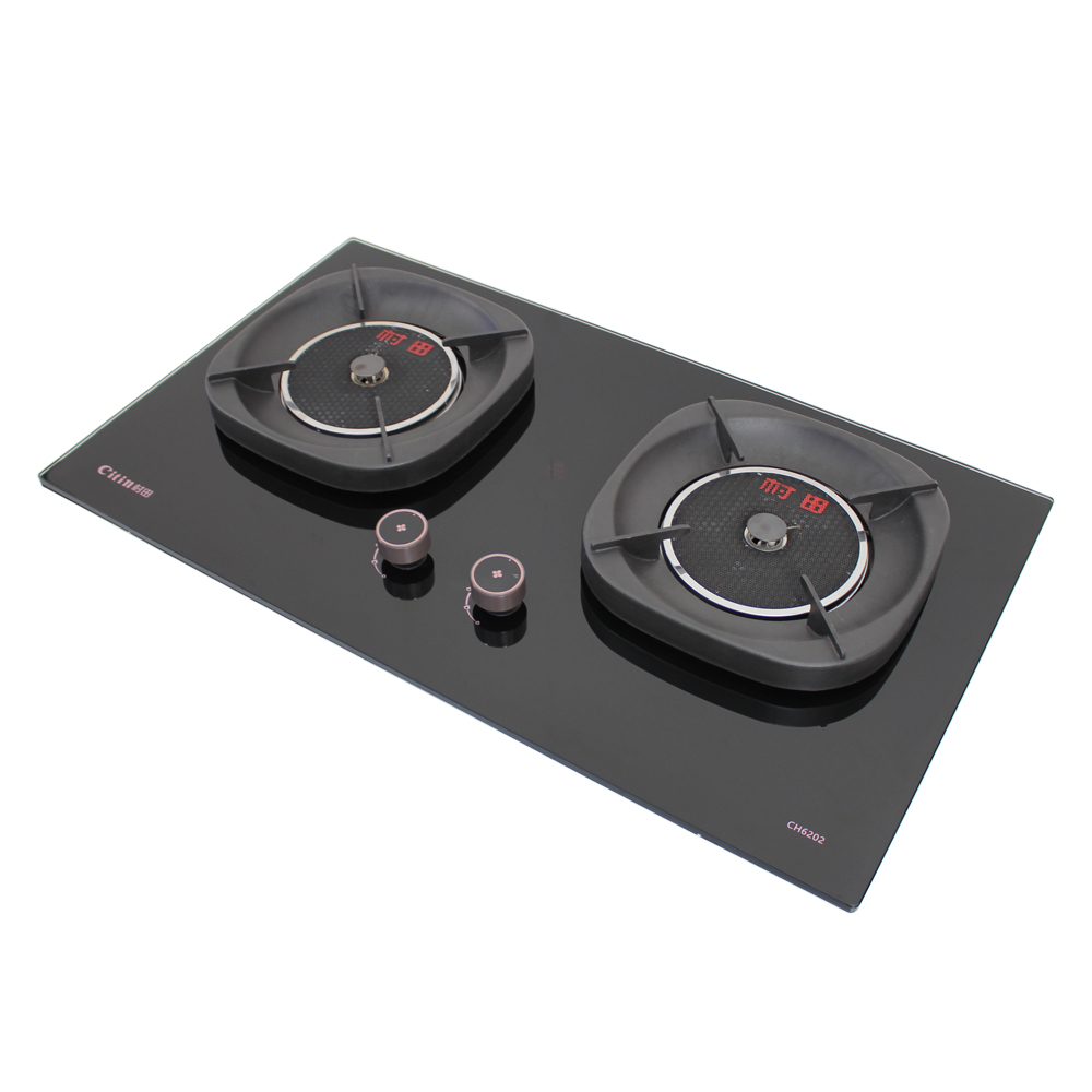 Citin Thickened Square Pan Support 2 Burner 3.8kW Gas Infrared Cooker with Knob Control