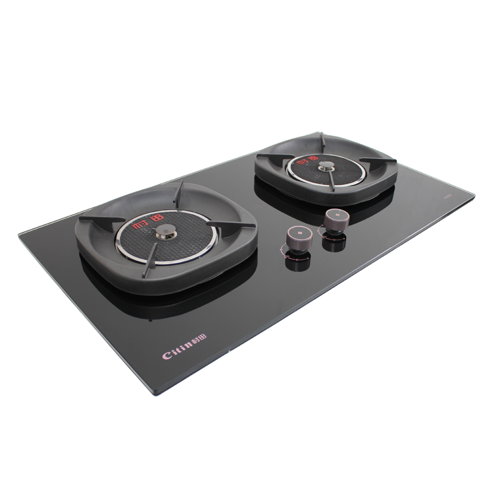 Citin Thickened Square Pan Support 2 Burner 3.8kW Gas Infrared Cooker with Knob Control
