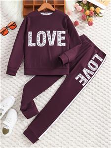 Girl's Letter Print Sweatshirt and Jogger Sweatpants 2 Piece Outfit