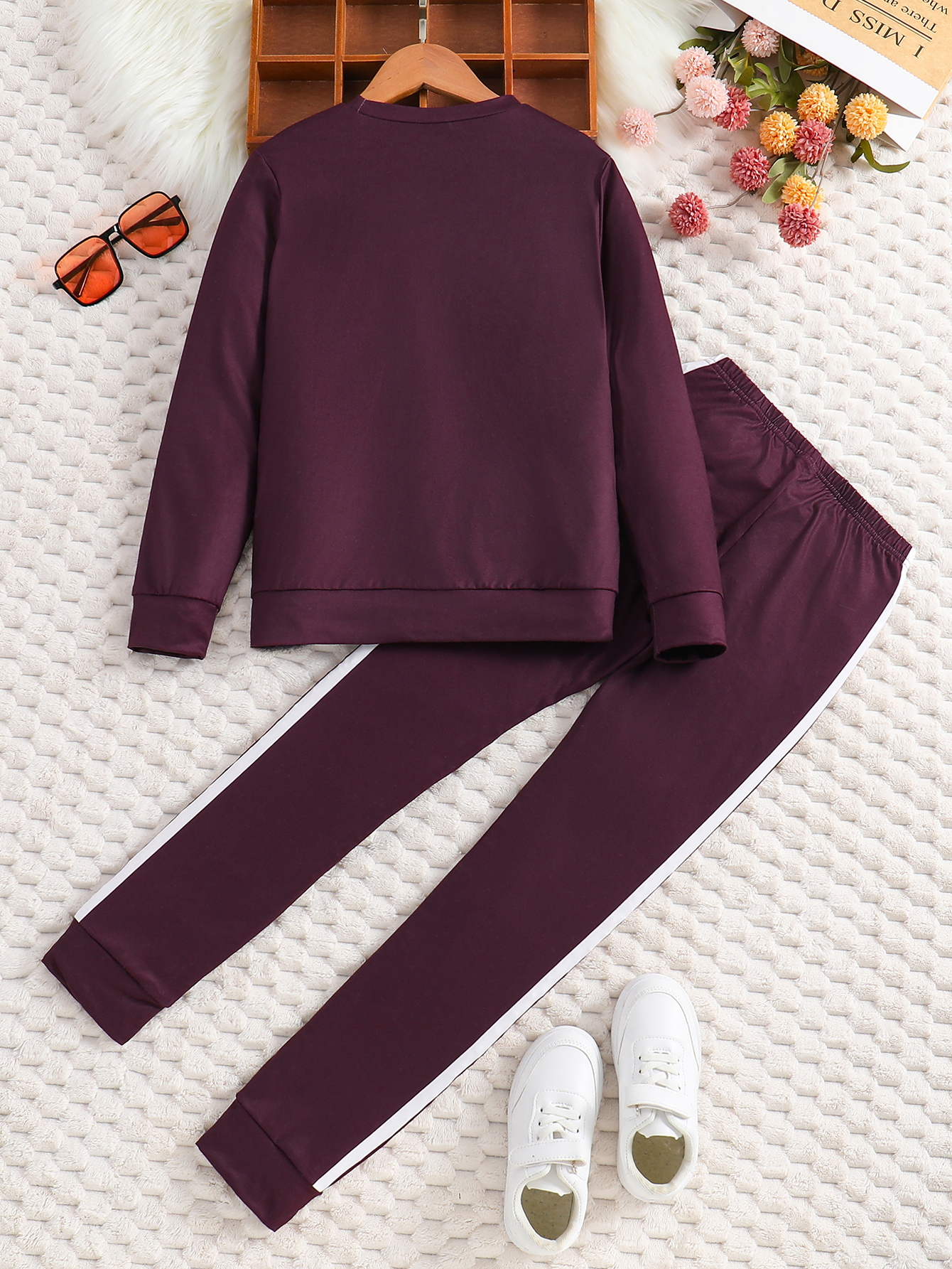 Girl's Letter Print Sweatshirt and Jogger Sweatpants 2 Piece Outfit